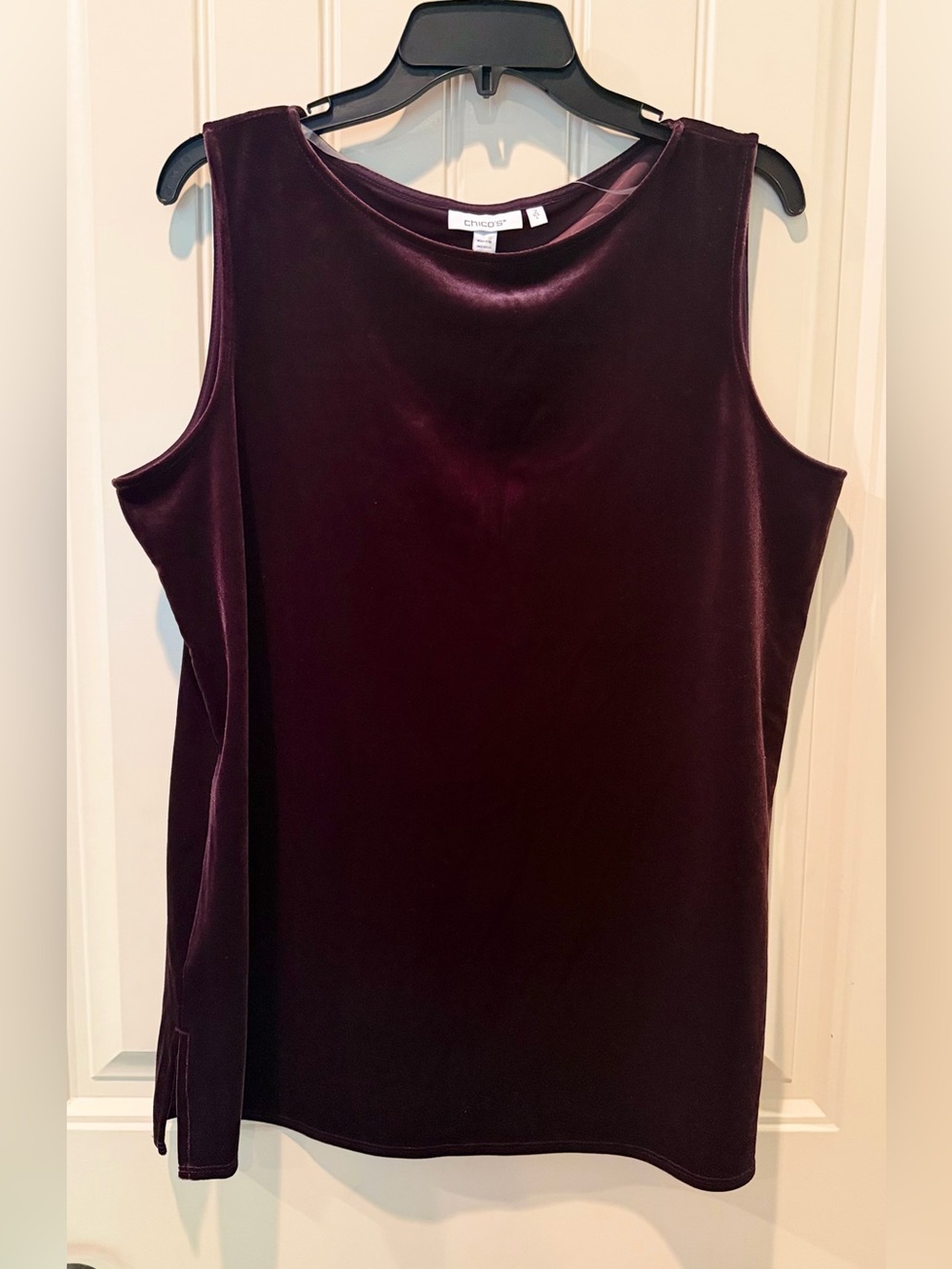 NWT Chico 's Large Velvet Sleeveless Top Night Bloom Color Brownish Plum Holiday